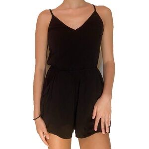 H&M Black Flowy Romper with Pockets